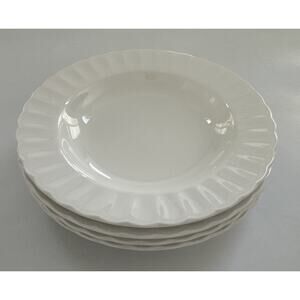 Vintage Mikasa MAXIMA YARDLEY Rimmed Soup Bowls SET of 4 Scalloped JAPAN EUC